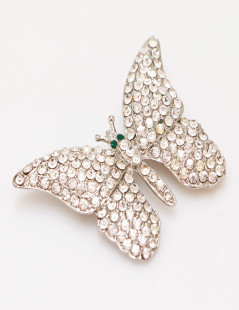 MARC JACOBS silver and rhinestone-paved butterfly brooch