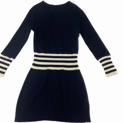 Robe CHANEL T 40 cachemire bleu et blanc