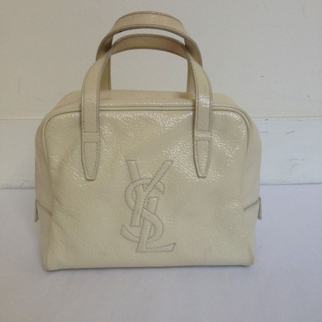 Petit sac YVES SAINT LAURENT cuir vernis crème