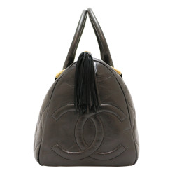 Cabas CHANEL cuir de veau noir Vintage