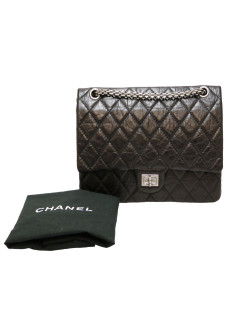 CHANEL 2.55 in black crumpled leather