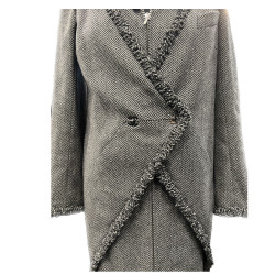 Manteau CHANEL T 38 chevrons gris