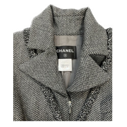 Manteau CHANEL T 38 chevrons gris