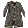 Veste longue CHANEL tweed noir et argent