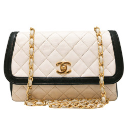 Sac vintage blanc et noir CHANEL