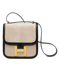 HERMES Constance bag canvas and leather