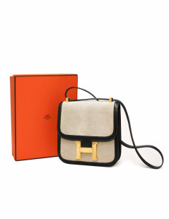 HERMES Constance bag canvas and leather