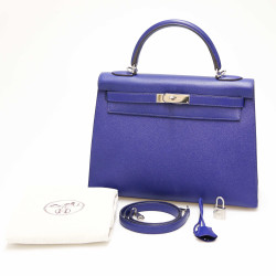 Sac Kelly II 32 HERMES Epsom sellier bleu electrique