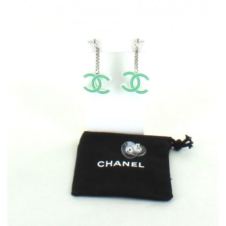 clous d'oreille double C vert CHANEL PM