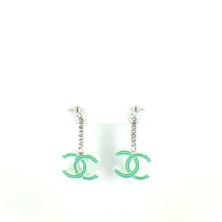 clous d'oreille double C vert CHANEL PM