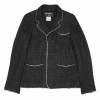 Veste CHANEL T 38 tweed noir et chaine argent