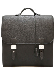 HERMES Sac à dépèches  black Clémence young bull leather