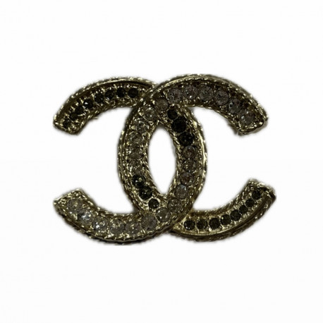 Broche CC CHANEL doré strass