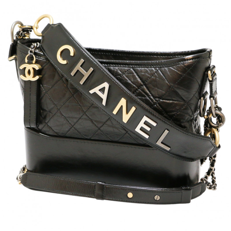 Sac Gabrielle Chanel noir cuir : occasion certifiée authentique