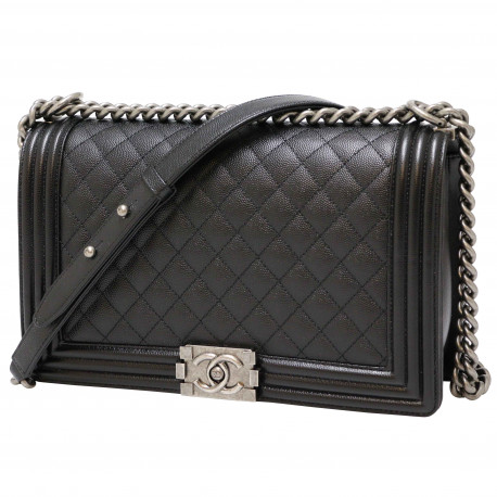 Sac Boy CHANEL cuir grainé noir