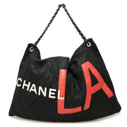 Sac CHANEL toile noir L A 