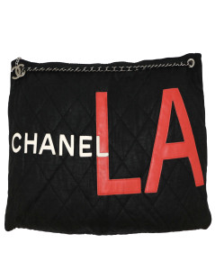 CHANEL "L A" bag in black canvas