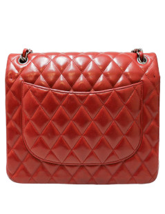  CHANEL red quilted lambskin Jumbo bag