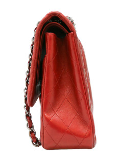  CHANEL red quilted lambskin Jumbo bag