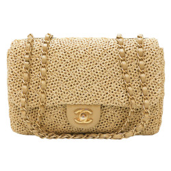 Sac CHANEL paille Timeless beige