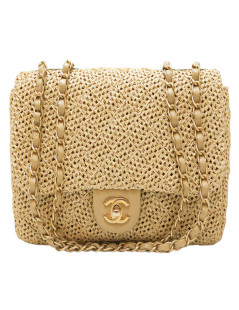 CHANEL beige  Timeless straw bag