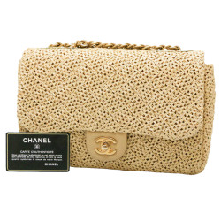 Sac CHANEL paille Timeless beige