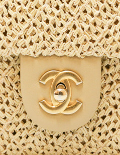 CHANEL beige  Timeless straw bag