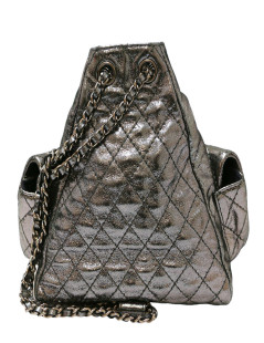 CHANEL silver mini backpack