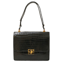 Sac Croisade HERMES crocodile bleu nuit