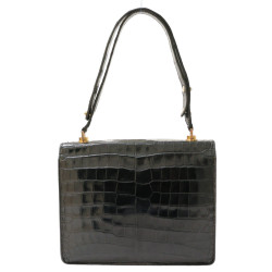 Sac Croisade HERMES crocodile bleu nuit