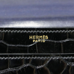 Sac Croisade HERMES crocodile bleu nuit