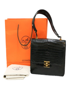 HERMES Croisade bag in midnight blue crocodile