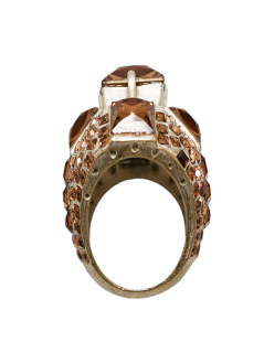 JEAN PAUL GAULTIER silver and rhinestones cocktail ring