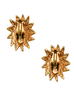 CHANEL vintage gold lion's head clip-on earrings