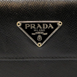 Porte cartes PRADA cuir noir