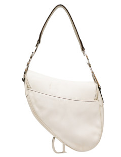 Saddle CHRISTIAN DIOR White grained leather