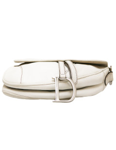 Saddle CHRISTIAN DIOR White grained leather