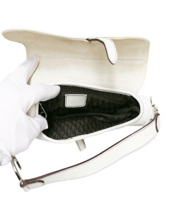 Saddle CHRISTIAN DIOR White grained leather