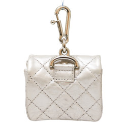 Mini sac charm CHANEL cuir argent