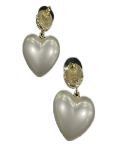 CHANEL mother-of-pearl hearts pierced earrings