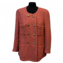 Veste CHANEL croisée tweed corail T42