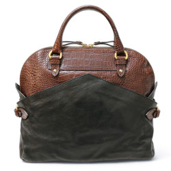 Sac ETRO cuir noir et façon crocodile marron