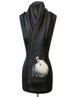 FENDI "Karl Loves" black shawl