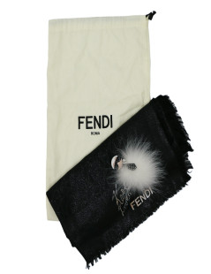 FENDI "Karl Loves" black shawl