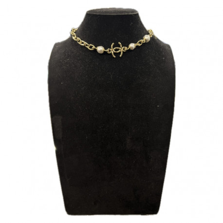 Chocker CHANEL perles et chaine