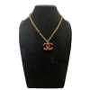 Collier CC rouge CHANEL métaldoré