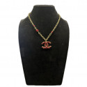 Collier CC rouge CHANEL métal doré