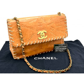 CHANEL beige leather maxi bag