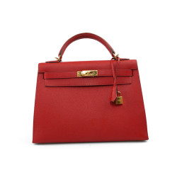 Kelly II sellier HERMES 32 Epsom rouge casaque