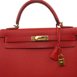 Kelly II sellier HERMES 32 Epsom rouge casaque